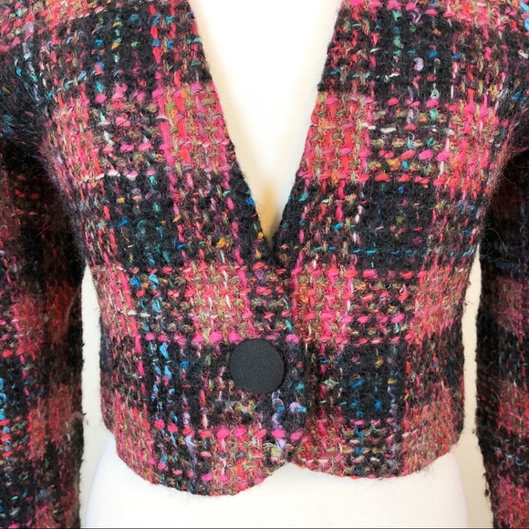 Vintage 80s Ann Taylor Tweed Cropped Blazer - Picture 3 of 4